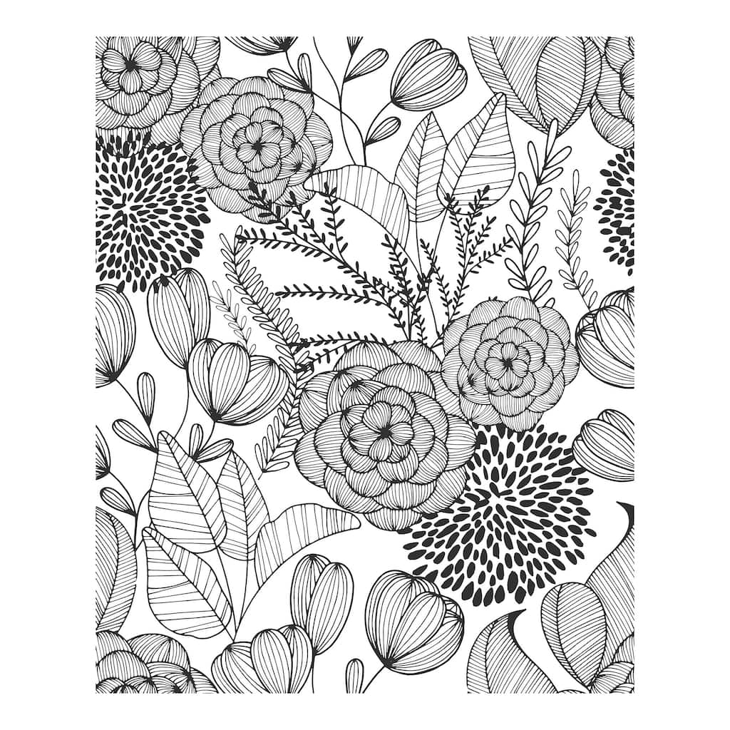NuWallpaper Black Secret Garden Peel & Stick Wallpaper - 216in x 20.5in x 0.025in