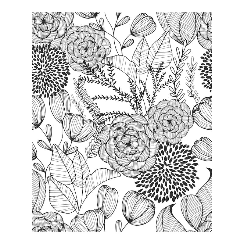 NuWallpaper Black Secret Garden Peel & Stick Wallpaper - 216in x 20.5in x 0.025in