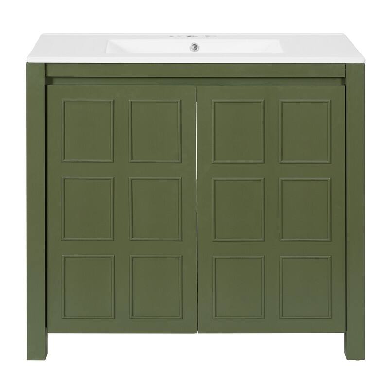 Retro Style 36" Bathroom Vanity with Sink Set, Freestanding Soft-Close Bathroom Storage Cabinet with Adjustable Shelf