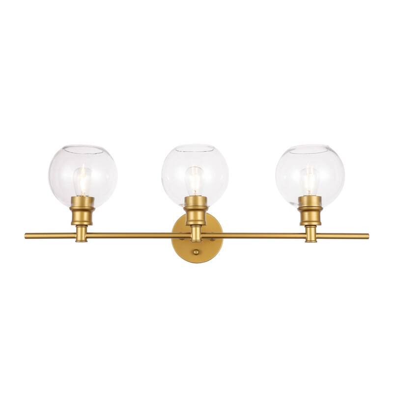 Collins 3-Light Wall Sconce - 28.1/9.8 - 28.1/9.8 - Brass/Clear