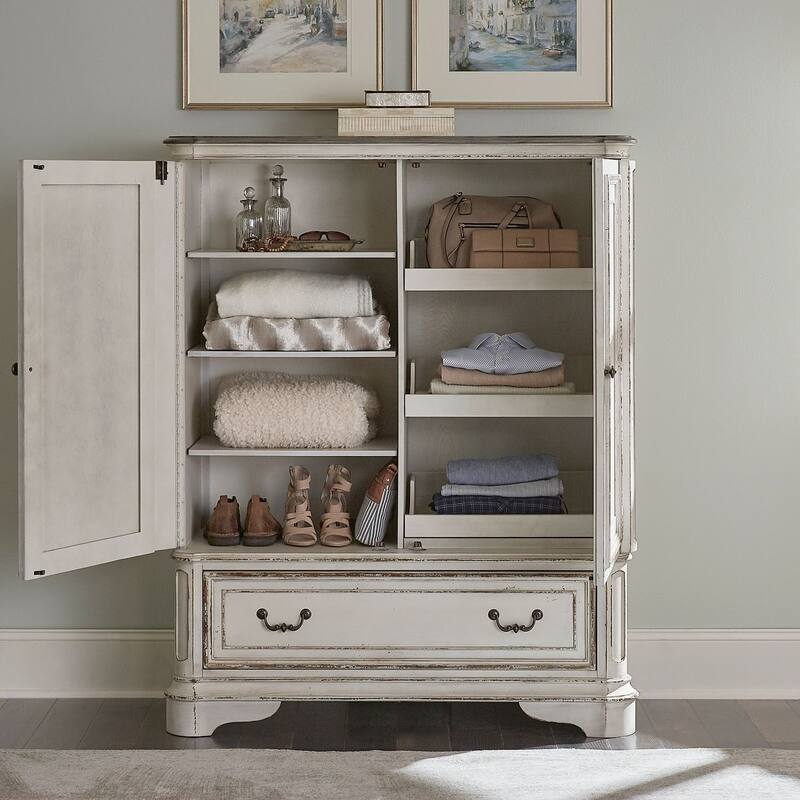 Magnolia Manor Antique White & Weathered Bark Door Chest