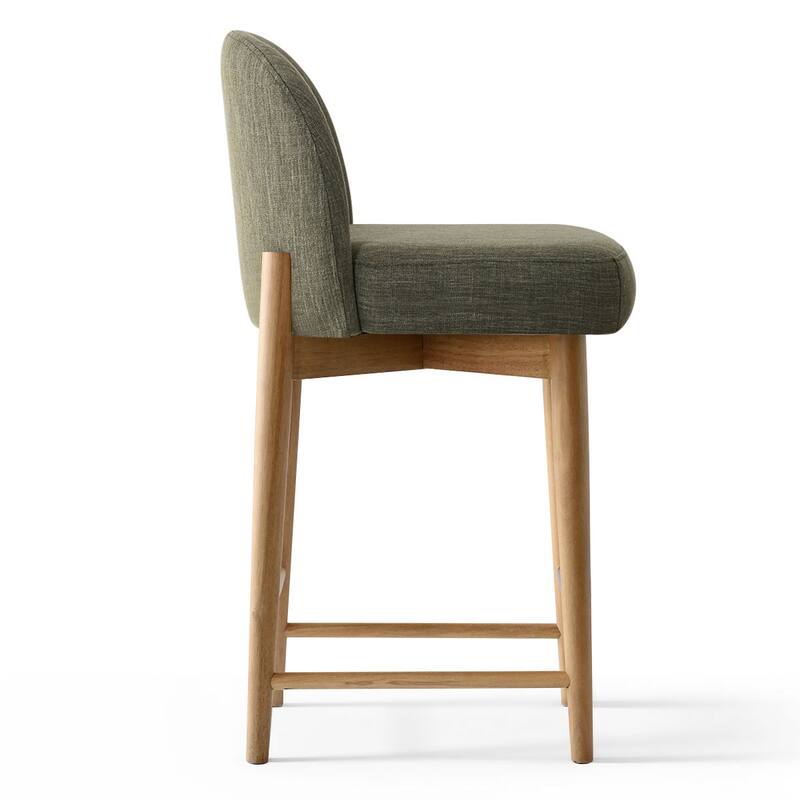 25.5" Seat Height Upholstered Counter Stool With Solid Wood Legs (Set of 4)