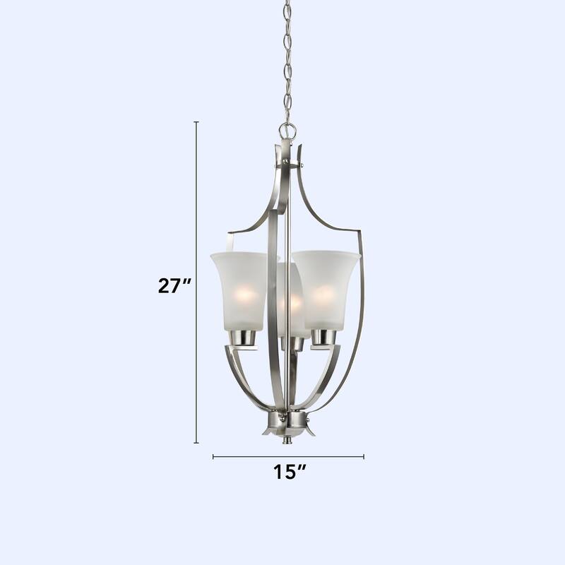 Elk Home Foyer Brushed Nickel With White Glass 3 Light Pendant - Brushed Nickel