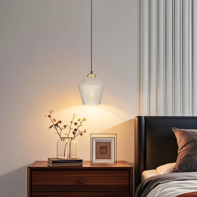 7 Inch kitchen light fixture cognac glass pendant light glass hanging lamp