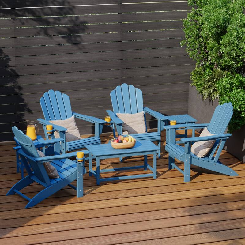 Aderson Outdoor Poly Adirondack Conversation Lounge 7-Piece Set