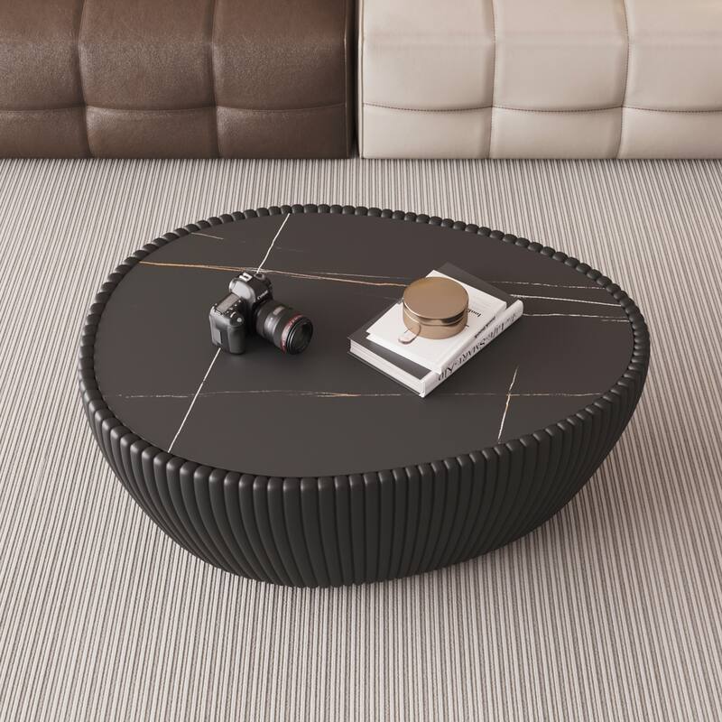 Light Marble Top Goose Eggs Shape Coffee modern Sofa Table for Living Room