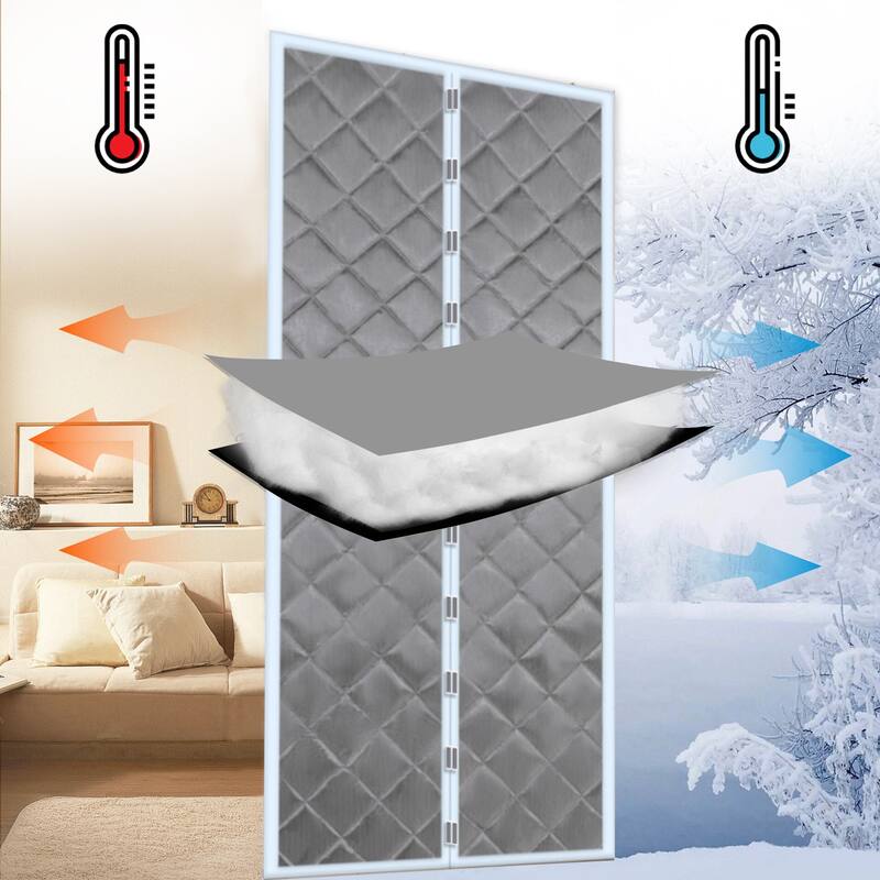 Magnetic Waterproof Thermal Insulated Door Curtain Energy-Saving Cotton Screen