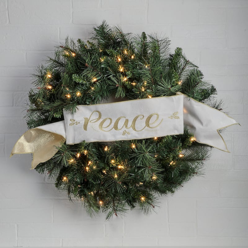 6"X 44" Velvet "Peace" Banner