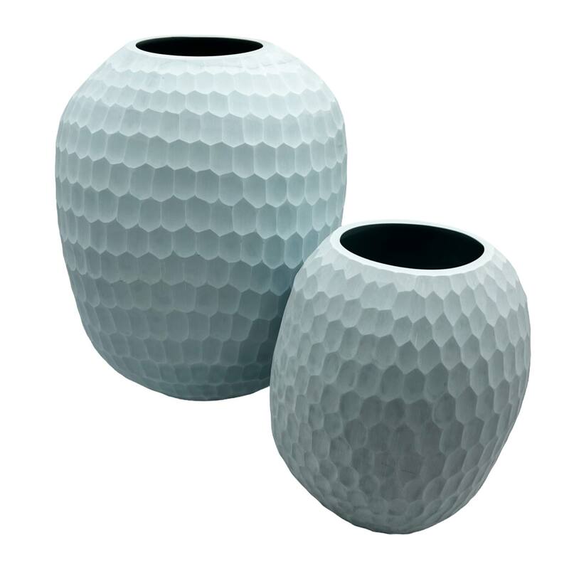 Set of 2 Decorative Handmade Oval Modern Flower Vase in Blue