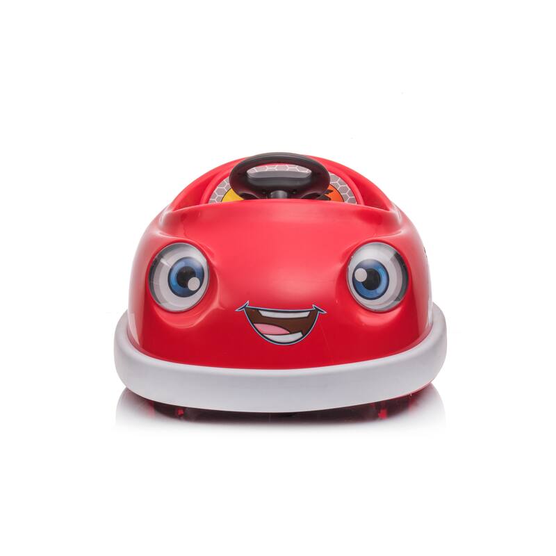 Red Cartoon Bumper Car with Light Strip, Electric Car for Kids with Bluetooth, Remote Control Electric Vehicle with Play Modes