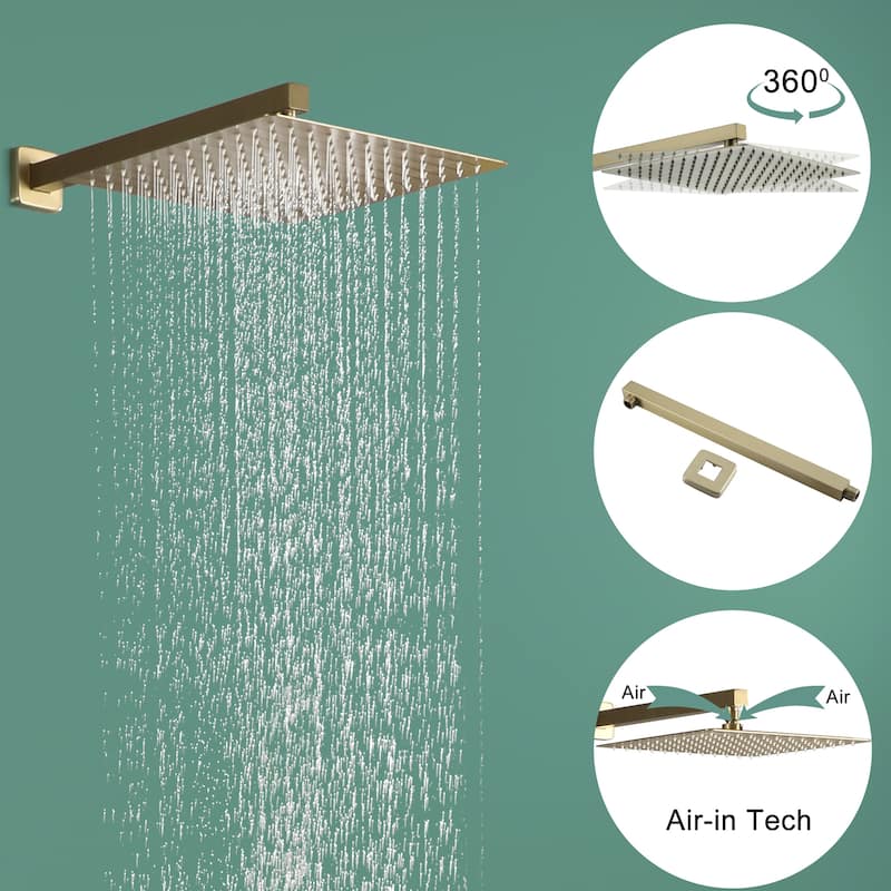 2.5 GPM 12 in. Wall Mount Dual Shower Heads with Pressure Balance Valve