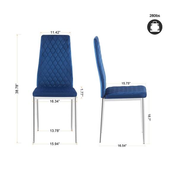 dimension image slide 2 of 4, Grondin Modern Minimalist Style Upholstered Dining Chair Set with High Density Sponge Padded and Chrome Metal Legs