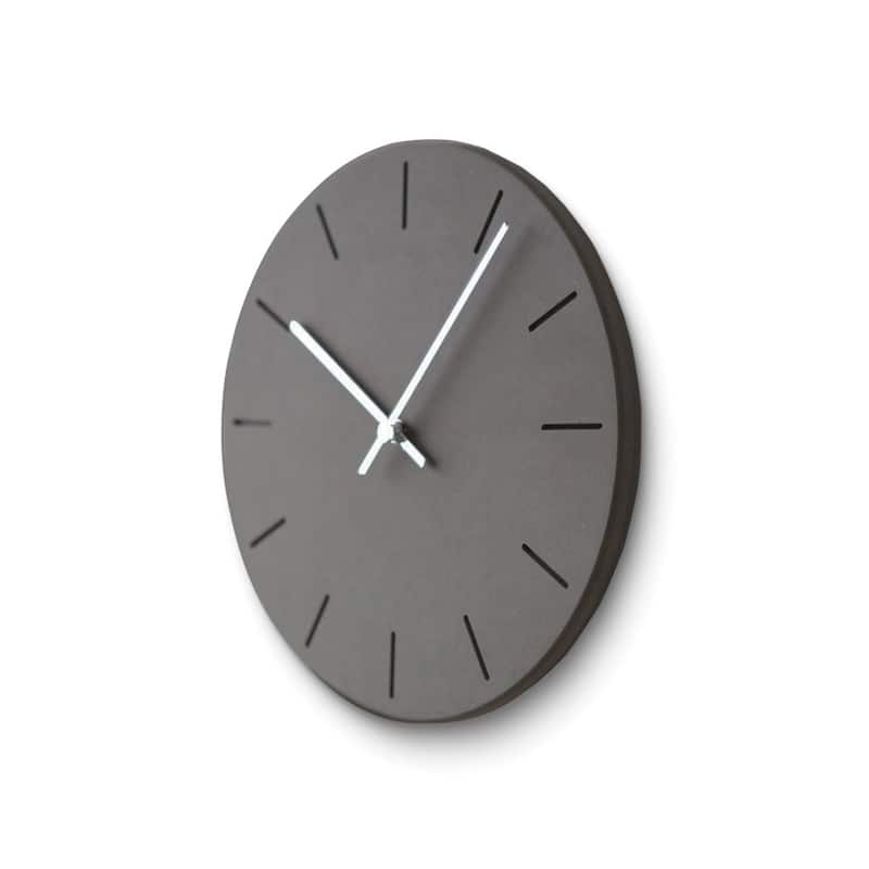 Curata Black Acrylic with Concrete Finish Battery Operated Quartz Wall Clock with Silent Movement