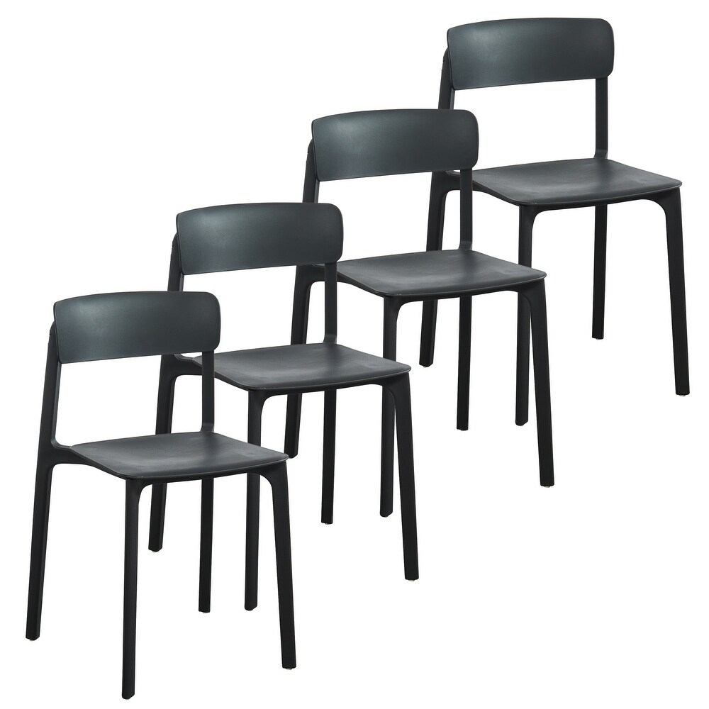 Overstock Set of 4 Black Contemporary Indoor/outdoor Side Chairs 34 inch (Black)