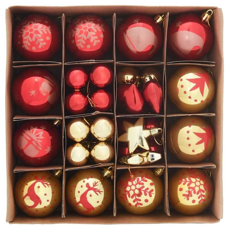 vidaXL Christmas Bauble Set 40 pcs Gold and Red - 2.4 x 2.4 x 2.4