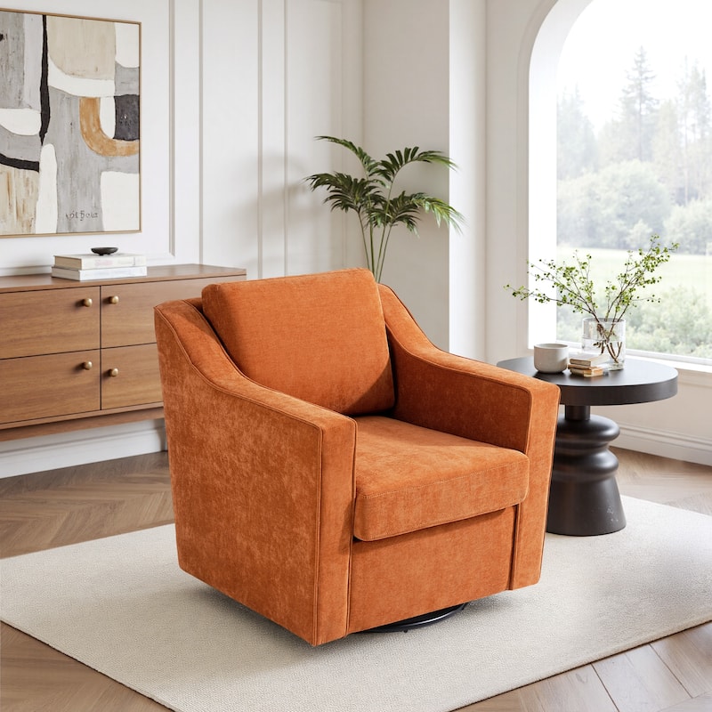 30'' W Vegan Leather/ Chenille Swivel Accent Chair