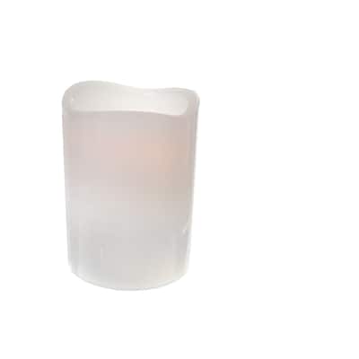 Led Wave Top Unscented White Candle With Timer 4X6" - Set of 2 - N/A