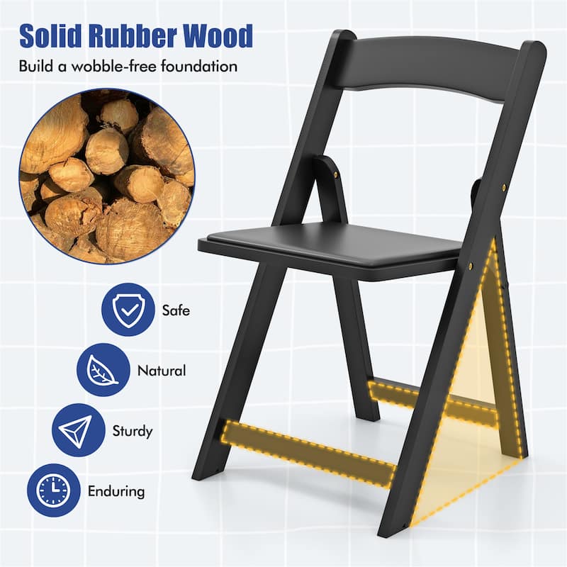 Gymax Set of 4 Dining Chairs w/ Rubber Wood Legs & Padded Seat for