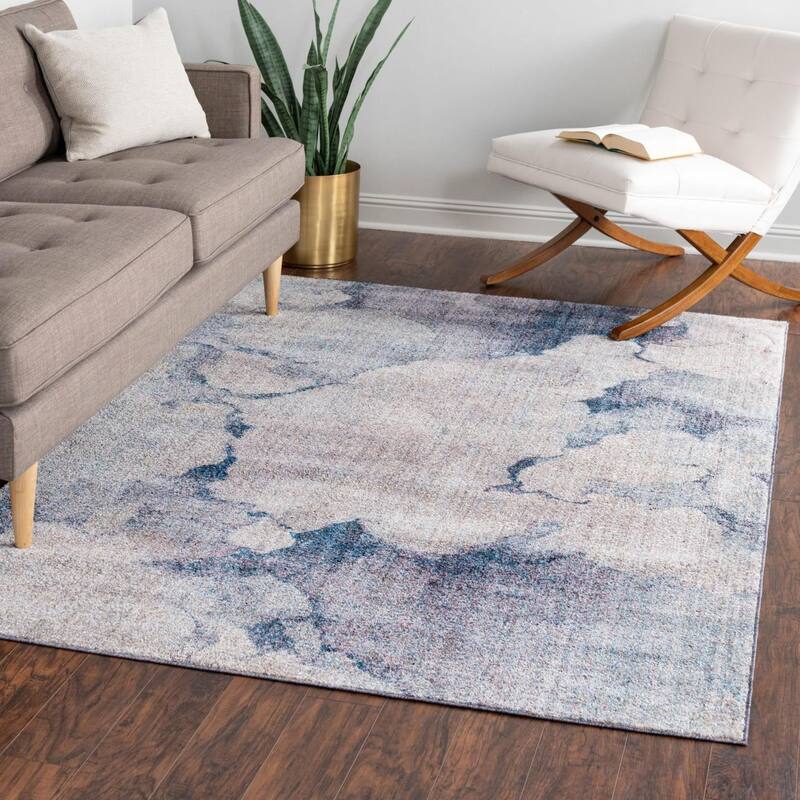 Contemporary Transport Collection Area Rug - Blue Gray - 7'x10'