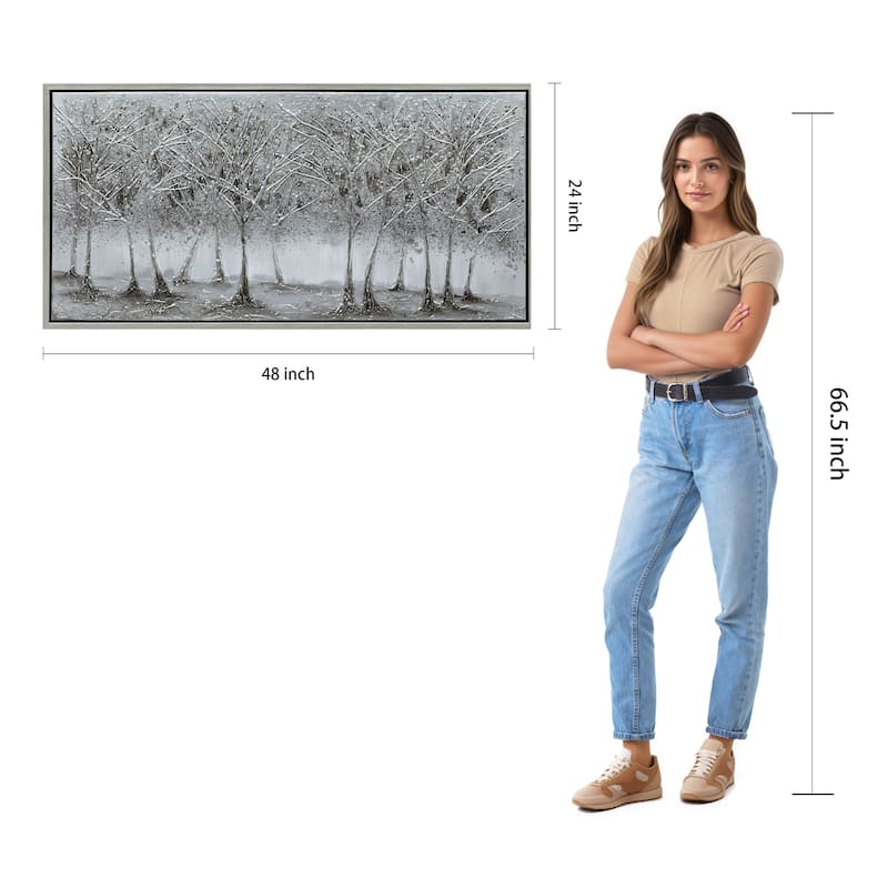 Solitary Field Textured Metallic Hand Painted Canvas Wall Art