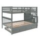 preview thumbnail 27 of 29, Stairway Full-Over-Full Bunk Bed with Twin size Trundle, Storage and Guard Rail for Bedroom, Dorm