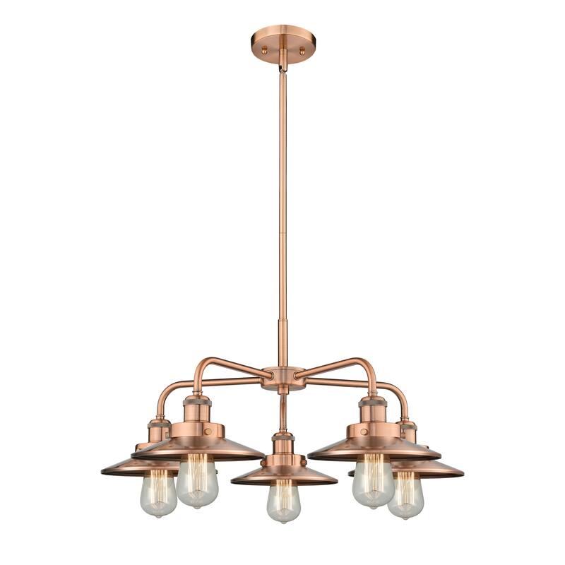 Innovations Lighting Ballston Urban - 5 Light 26" Stem Hung Chandelier - Antique Copper