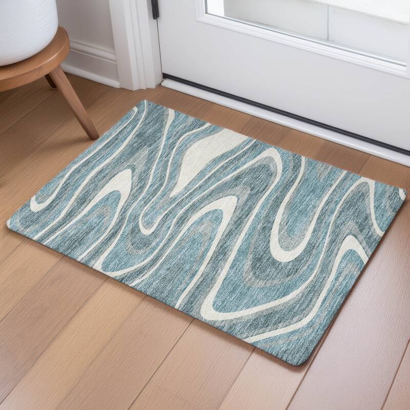 Machine Washable Indoor/ Outdoor Abstract Busey Chantille Rug