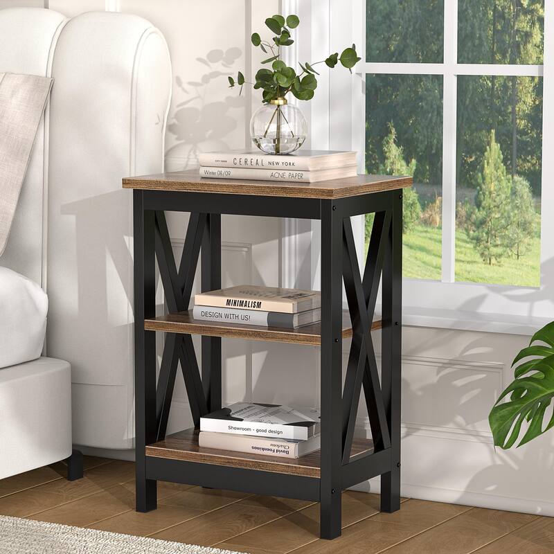 VECELO 3-piece Lift Top Coffee Table Set,Coffee Table with Hidden Storage and Shelves and Nightstands Set of 2