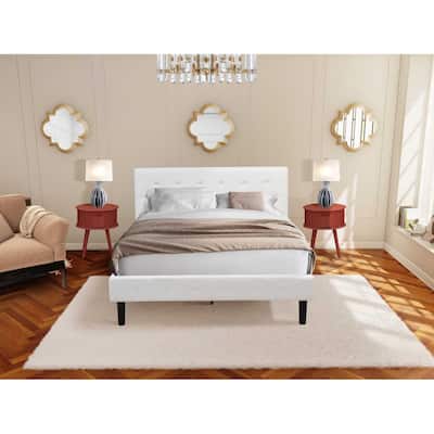 3-Piece Bed Set - Velvet Upholstered Bed Frame & Nightstand - Modern Button Tufted Design