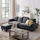 Modern Sectional Sofa Couch L Shaped With Chaise Storage Ottoman and Side Bags For Living Room - Darkgrey