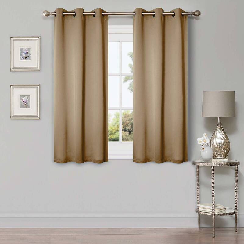 Superior Solid Machine Washable Room Darkening Grommet Curtains, Set of 2