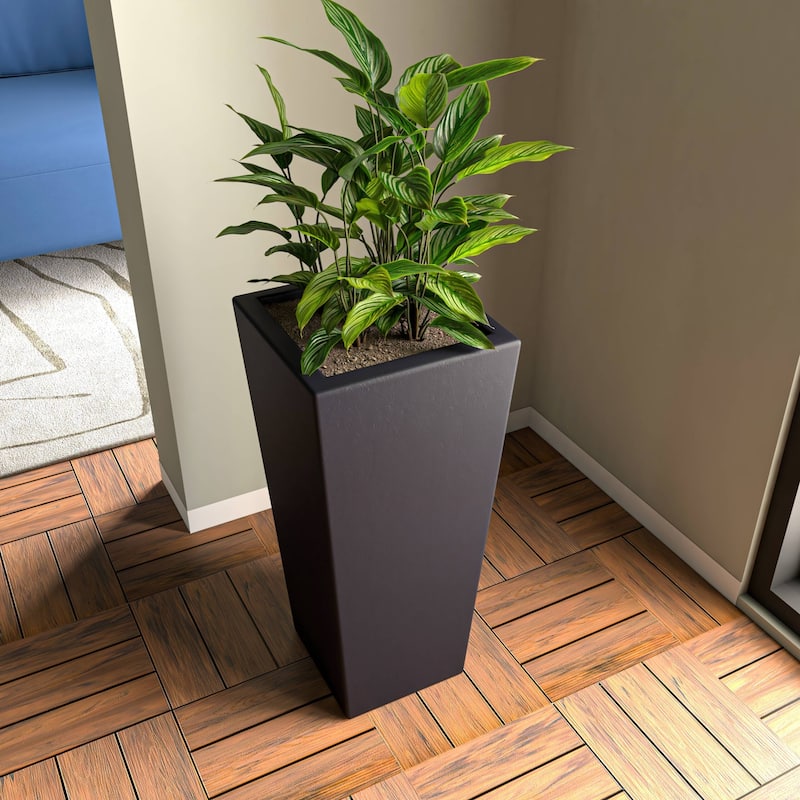 Orna Handcrafted Mid-Century Modern Fiberstone MGO Planter with Drainage, Weather-Resistant Indoor Outdoor Decorative Plant Pot