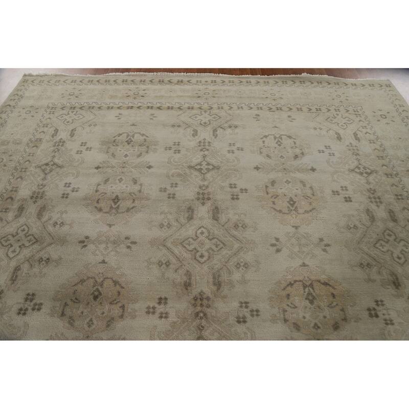 Oushak Area Rug Hand-Knotted Oriental Wool Carpet - 8'11"x 12'0"
