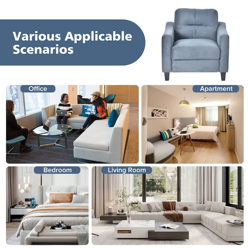 Gray Modern 32.2" Upholstered Accent Chair with Sturdy Hardwood Frame and Soft Cushion