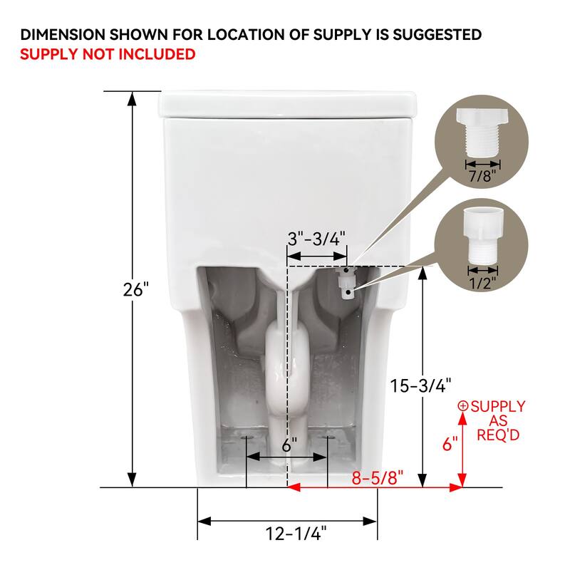 HOROW 1 Piece Dual Flush Elongated Toilet Matte White 0.8 1.28 GPF ADA Height Soft Close Seat - N/A