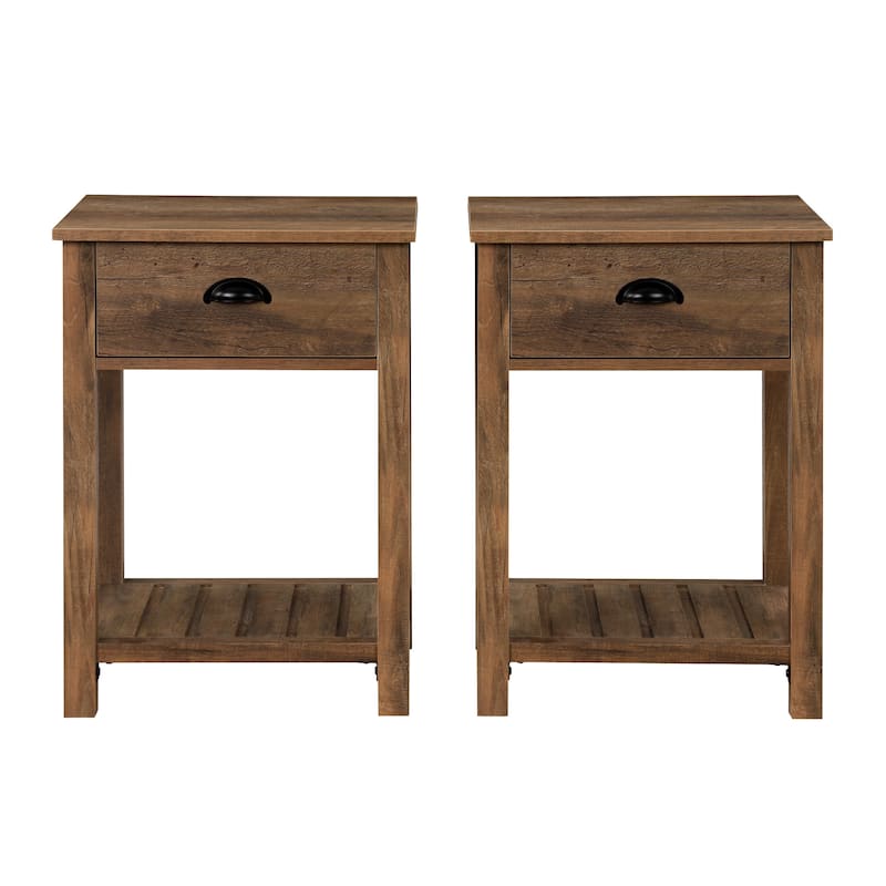 Walker Edison 18-inch 1-drawer Farmhouse Side Table (Set of 2)
