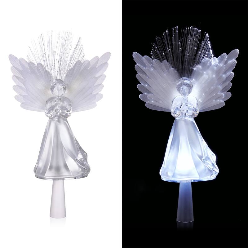 Alpine Corporation Angel Tree Topper with Fiber Optic Wings and LED Light