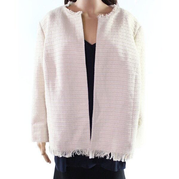 Kasper Beige Champagne Womens Size 16W Plus Tweed Flyaway Jacket