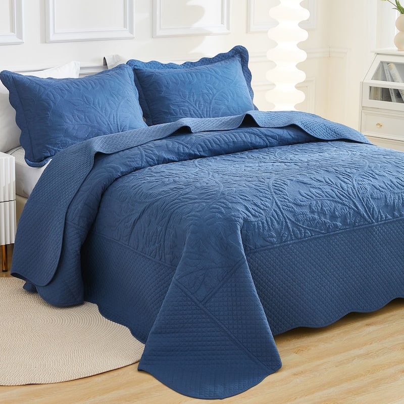 MarCielo 3 Piece Cotton Oversized Bedspread Quilt Set Tmonica