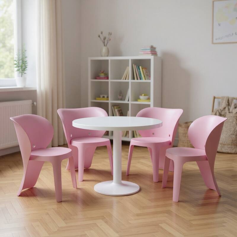 HomeRoots Set Of Four Pink Heavy Duty Plastic Juvenile Chairs - 15.70 in. x 21.90 in. x 18.90 in. - Pink - 15.70 in. x 21.90 in.  x 18.90 in.