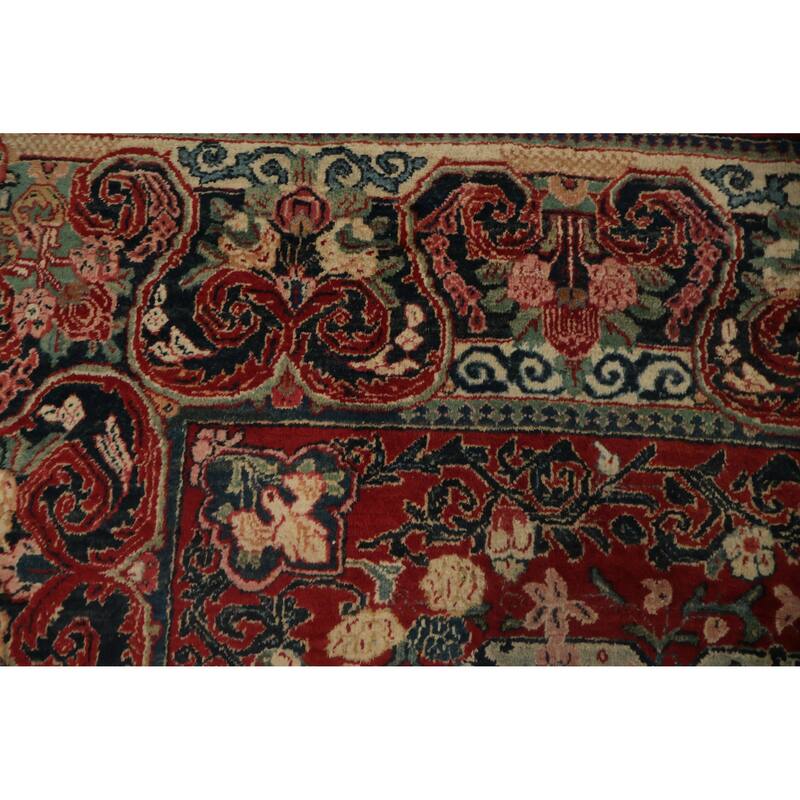 Hand Knotted Oriental 100% Wool Carpet Traditional Floral Red Mahal Area Rug - 11' 9'' X 8' 8''