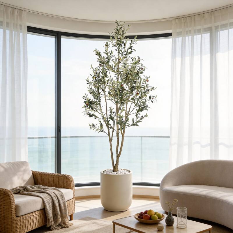 7" Artificial Olive Tree in Black Plastic Pot, 1pc/set