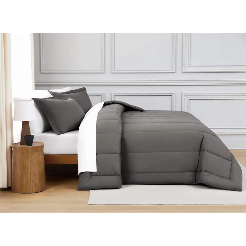 Brooklyn Loom Oversized Cotton Percale 3 Piece Comforter Set