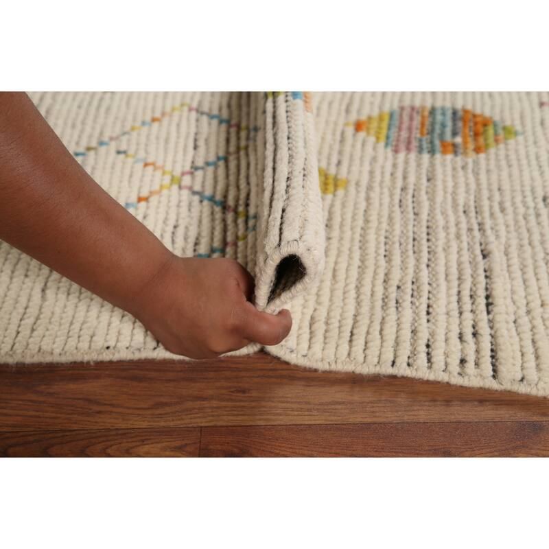 Geometric Moroccan Oriental Area Rug Hand-Knotted Wool Carpet - 5'2"x 8'5"