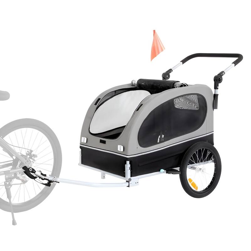 Dog Bike Trailer, Supports up to 88 lbs, 2-in-1 Pet Stroller Cart Bicycle Carrier, Easy Folding Cart Frame with Quick Release W
