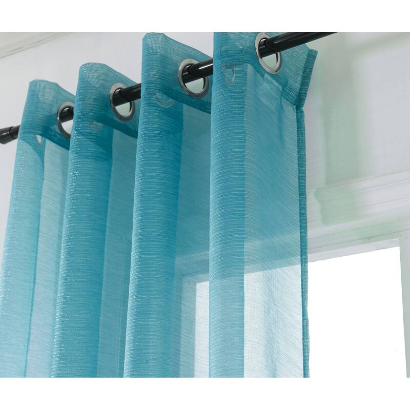 Lonnie Metallic Stripe Sheer Window Curtain Panel 90 inch
