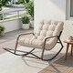 preview thumbnail 19 of 20, Oversized Outdoor Papasan Rocking Lounge Chair with Thick Cushion, Heavy-Duty Metal Patio Rocker Recliner, 450 lbs Capacity Beige / 1 PC