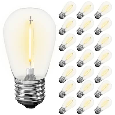 25 Pack LED S14 Outdoor Patio Edison Replacement Bulbs, Warm White, E26 Base