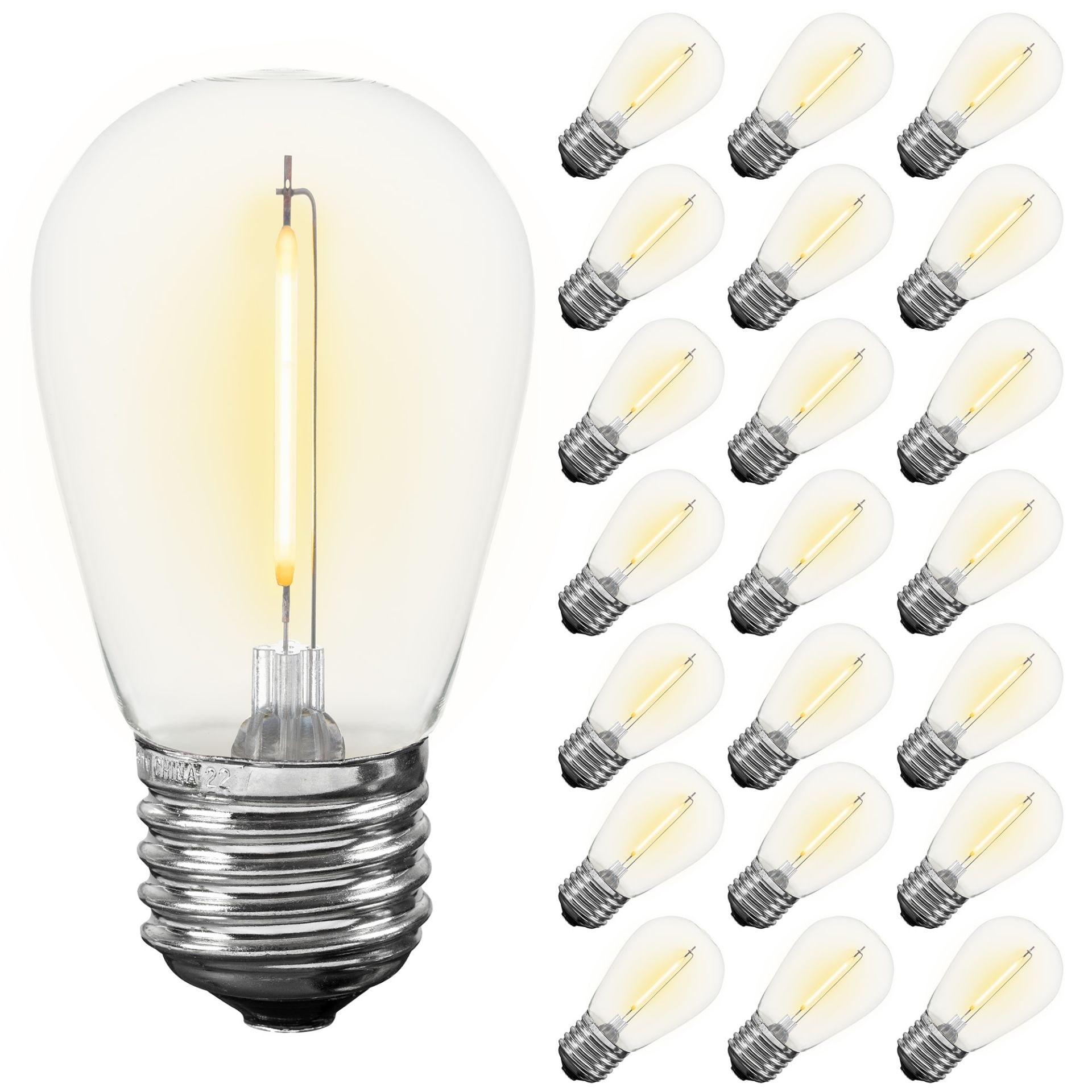 5 Pack LED S14 Plastic Outdoor Patio Edison Replacement Bulbs, E26 Base