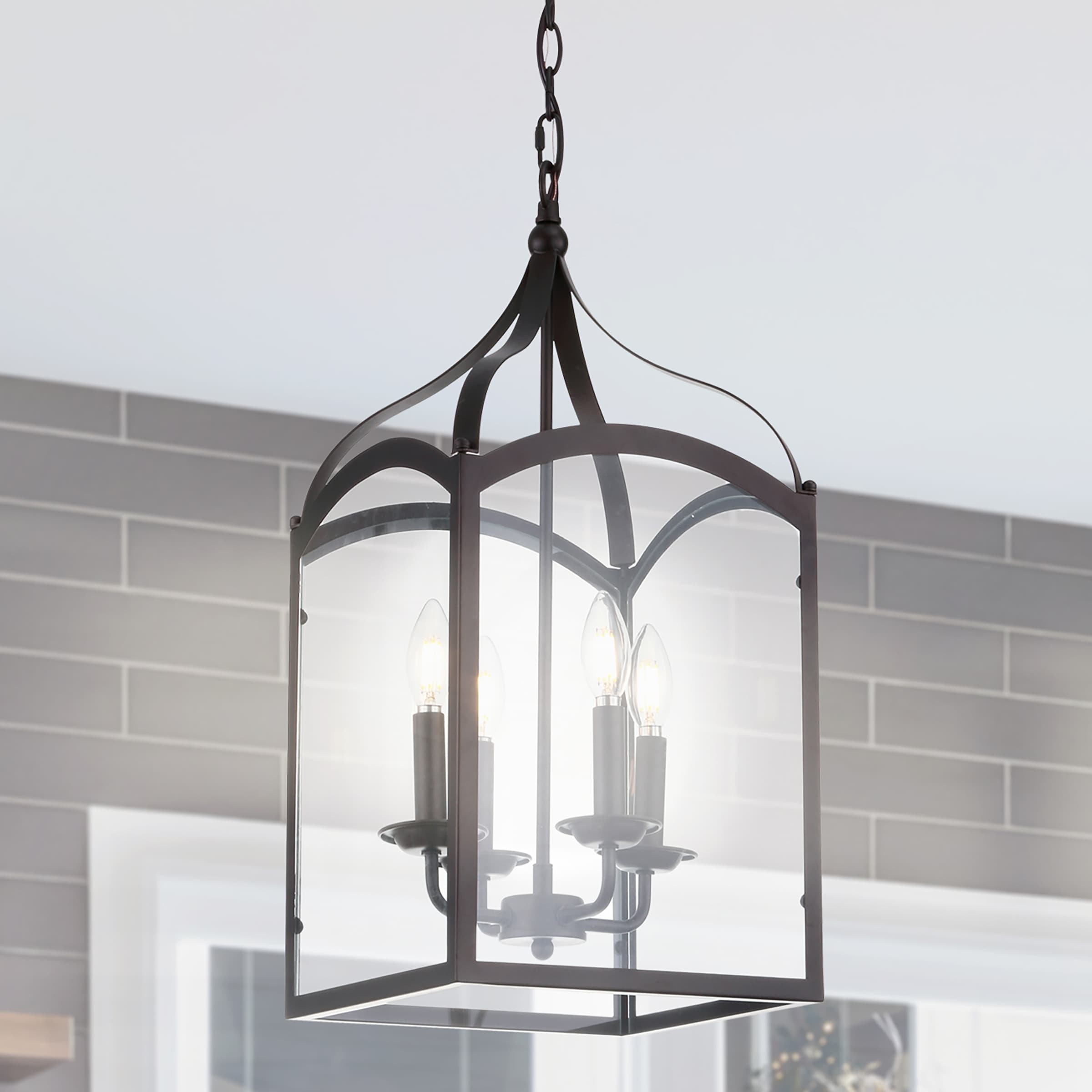 JONATHAN Y Ruth 11" 4-light Lantern Metal/Glass LED Pendant
